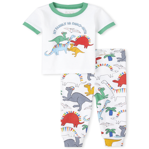 

s Baby And Toddler Boys Dino Family Matching Snug Fit Cotton Pajamas - White - The Children's Place
