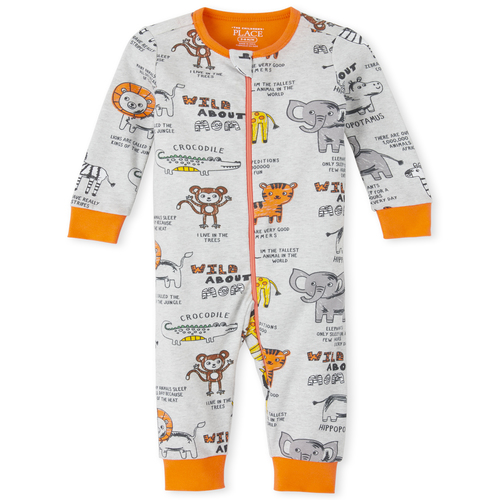 

s Baby And Toddler Boys Animal Snug Fit Cotton One Piece Pajamas - Gray - The Children's Place