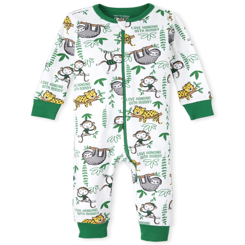 

s Baby And Toddler Boys Jungle Matching Snug Fit Cotton One Piece Pajamas - White - The Children's Place