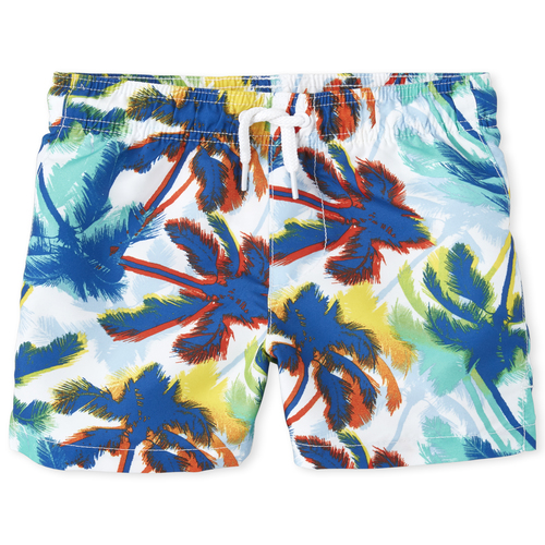 

Newborn Baby And Toddler Boys Palm Tree Swim Trunks - White - The Children's Place