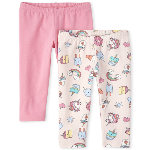

Girls Unicorn Doodle Capri Leggings 2-Pack - Pink - The Children's Place