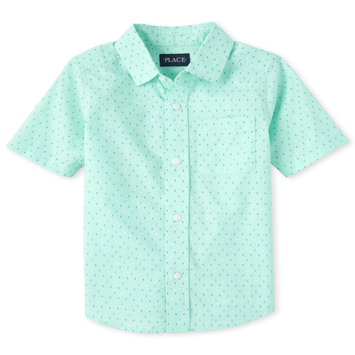 

s Boys Diamond Poplin Matching Button Down Shirt - Green - The Children's Place