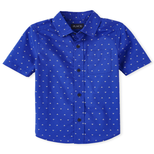 

s Boys Print Poplin Matching Button Down Shirt - Blue - The Children's Place