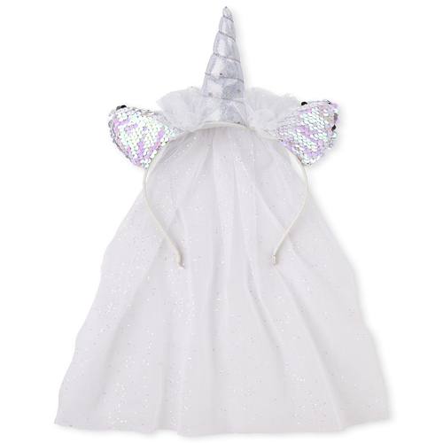 

Girls Flip Sequin Light Up Unicorn Veil Headband - White - The Children's Place