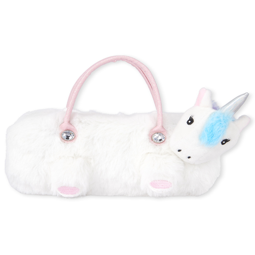 

Girls Unicorn Faux Fur Sunglasses Case - White - The Children's Place