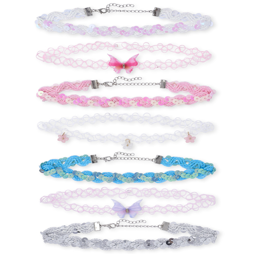 

Girls Sequin Butterfly Choker Necklace 7-Pack - Multi - The Children's Place