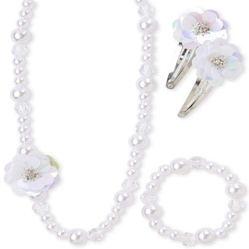 

Girls Iridescent Flower 4-Piece Hair And Jewelry Set - Multi - The Children's Place