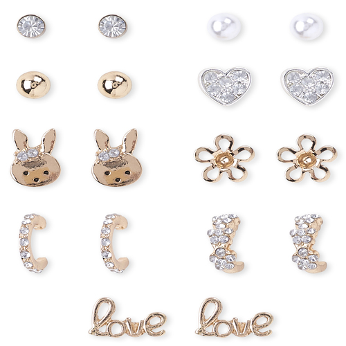 

Girls Gold Bunny Earrings 9-Pack - Multi - The Children's Place