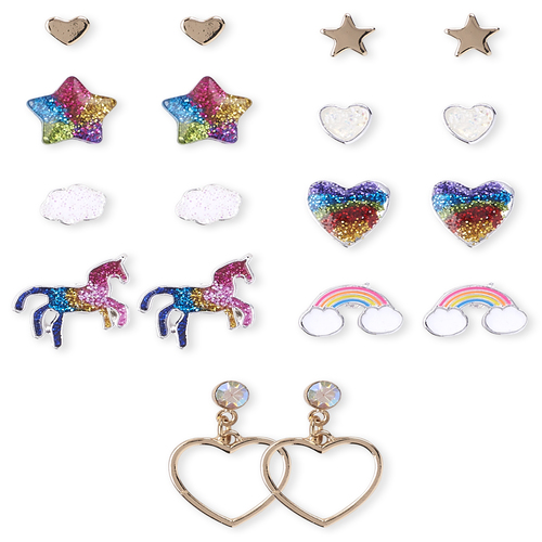 

Girls Glitter Rainbow Earrings 9-Pack - Multi - The Children's Place