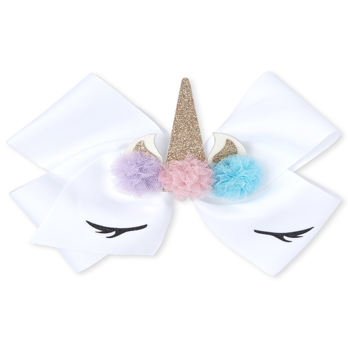 

Girls Glitter Unicorn Bow Hair Clip - White - The Children's Place