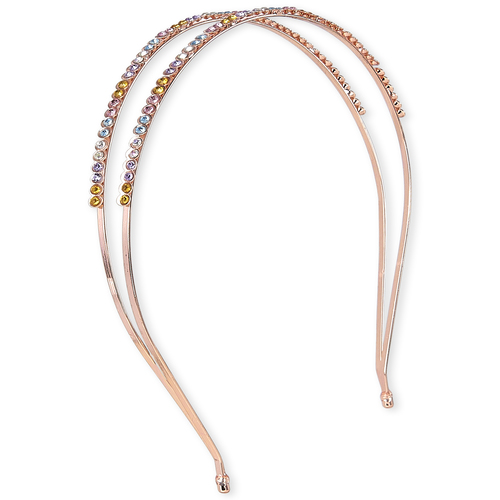 

Girls Rhinestud Double Band Metal Headband - Metallic - The Children's Place