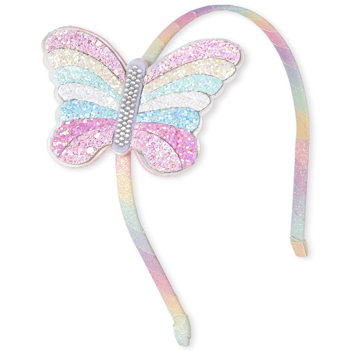 

Girls Glitter Rainbow Butterfly Headband - Multi - The Children's Place