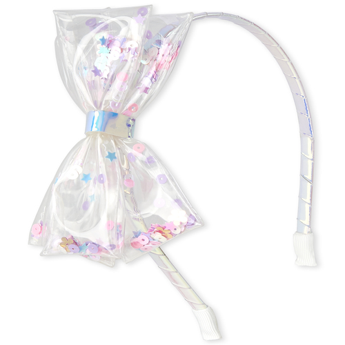 

Girls Holographic Shakey Bow Headband - White - The Children's Place