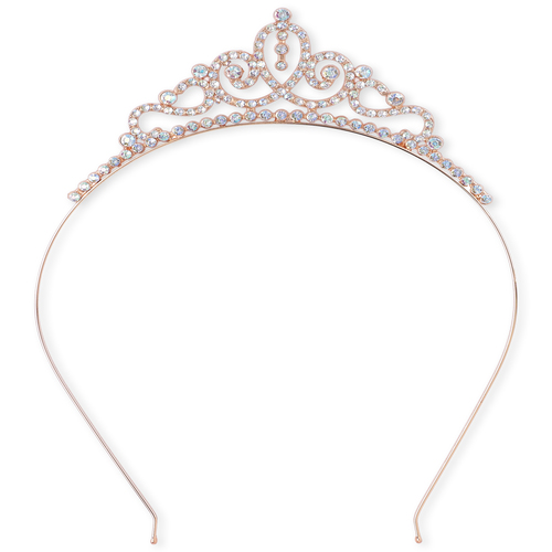 

Girls Rhinestud Tiara Metal Headband - Metallic - The Children's Place