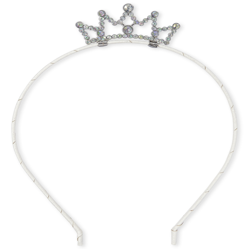 

Girls Glitter Rhinestud Tiara Headband - White - The Children's Place