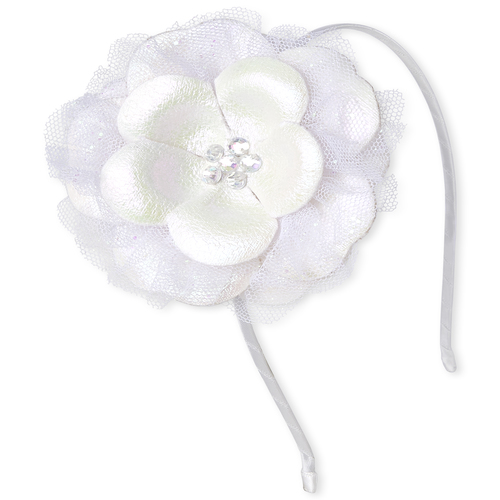 

Girls Iridescent Jeweled Flower Headband - White - The Children's Place