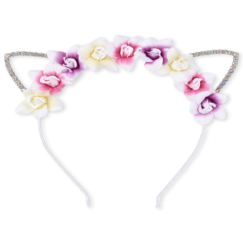 

Girls Rhinestud Flower Cat Ears Headband - Multi - The Children's Place