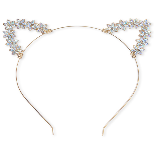 

Girls Jeweled Metal Cat Ears Headband - Metallic - The Children's Place
