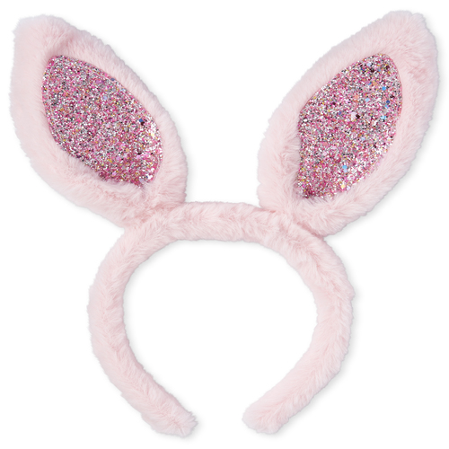 

Girls Glitter Bunny Ears Faux Fur Headband - Pink - The Children's Place
