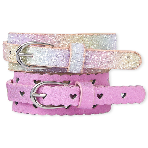 

Girls Glitter Heart Belt 2-Pack - Multi - The Children's Place