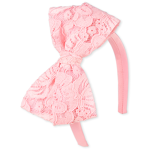 

Girls Lace Bow Headband - Pink - The Children's Place