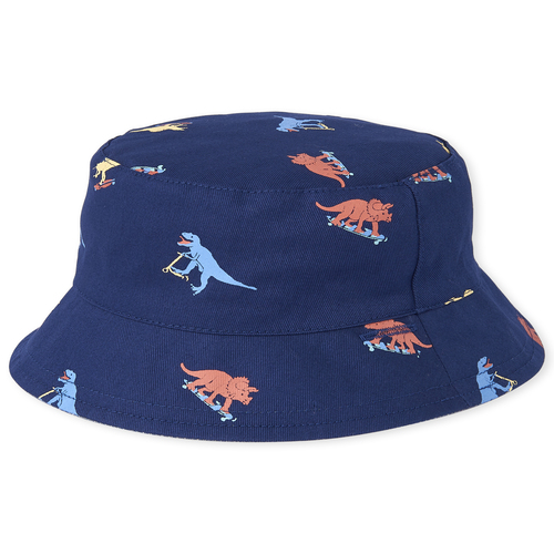

Newborn Baby Boys Dino Reversible Bucket Hat - Blue - The Children's Place
