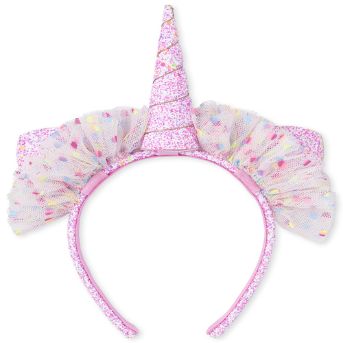 

Girls Glitter Unicorn Ruffle Headband - Pink - The Children's Place