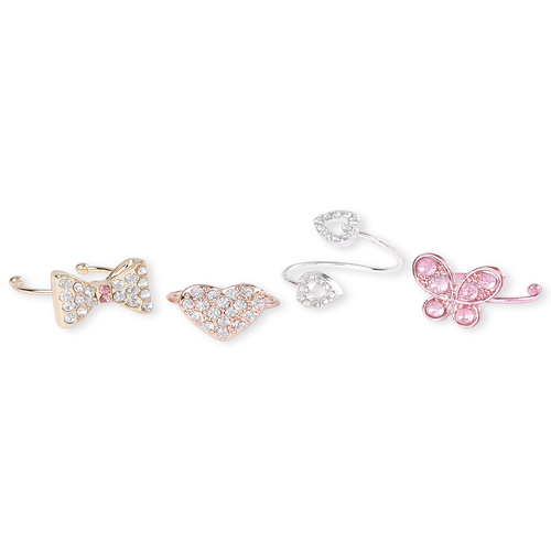 

Girls Rhinestud Butterfly Adjustable Ring 4-Pack - Multi - The Children's Place