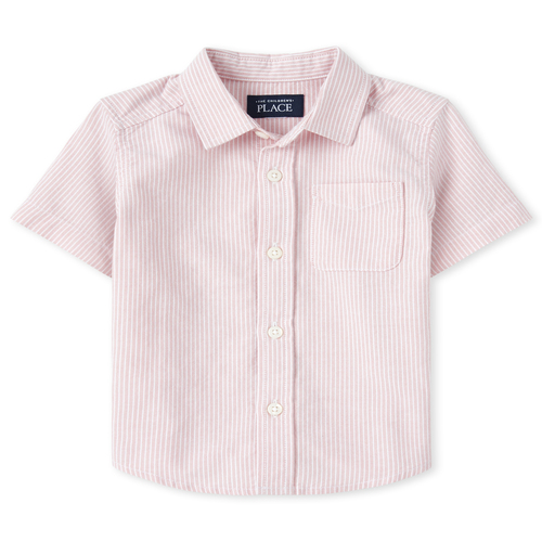 

s Baby And Toddler Boys Striped Oxford Matching Button Down Shirt - Pink - The Children's Place