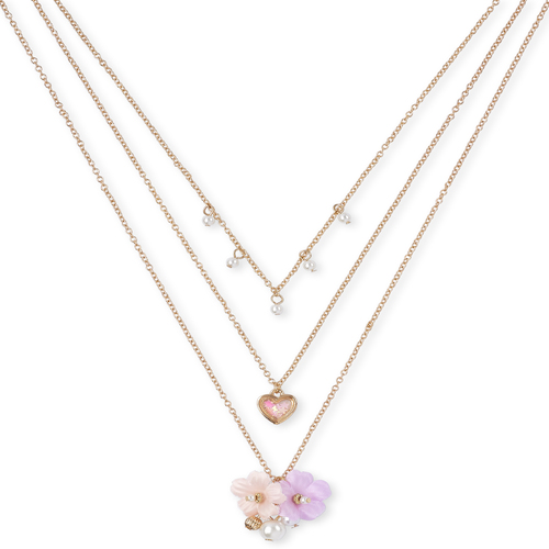 

Girls Rhinestud Flower Layered Necklace - Multi - The Children's Place