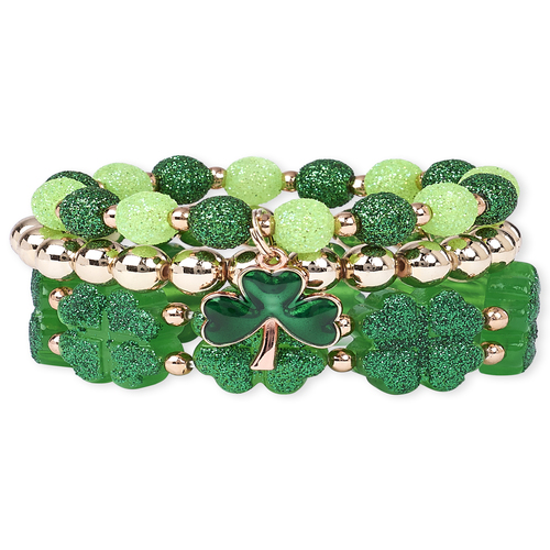 

Girls Glitter Shamrock Beaded Bracelet 3-Pack - Multi - The Children's Place