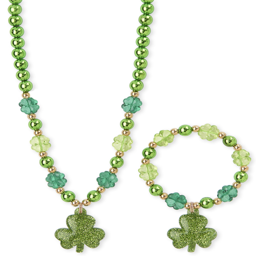 

Girls Glitter Shamrock Beaded Necklace And Bracelet Set - Multi - The Children's Place