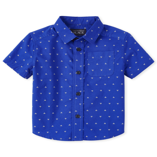

s Baby And Toddler Boys Print Poplin Matching Button Down Shirt - Blue - The Children's Place