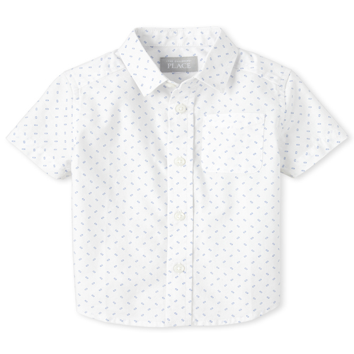 

s Baby And Toddler Boys Dad And Me Print Poplin Matching Button Down Shirt - White - The Children's Place