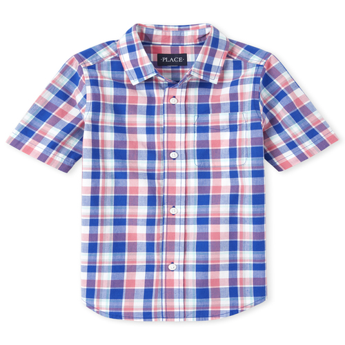

s Boys Dad And Me Plaid Poplin Matching Button Down Shirt - Pink - The Children's Place