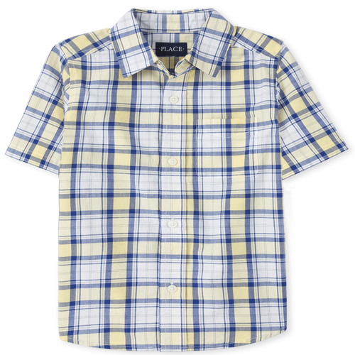 

s Boys Dad And Me Plaid Poplin Matching Button Down Shirt - Yellow - The Children's Place