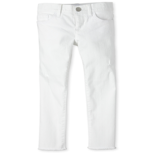 

s Frayed Hem Distressed Denim Skinny Jeans - White - The Children's Place