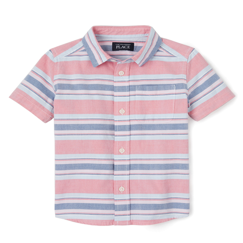 

s Baby And Toddler Boys Dad And Me Striped Matching Oxford Button Down Shirt - Pink - The Children's Place