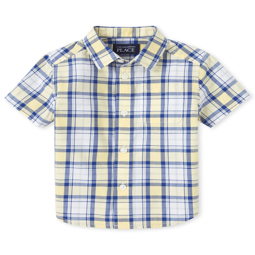 

s Baby And Toddler Boys Dad And Me Plaid Poplin Matching Button Down Shirt - Yellow - The Children's Place