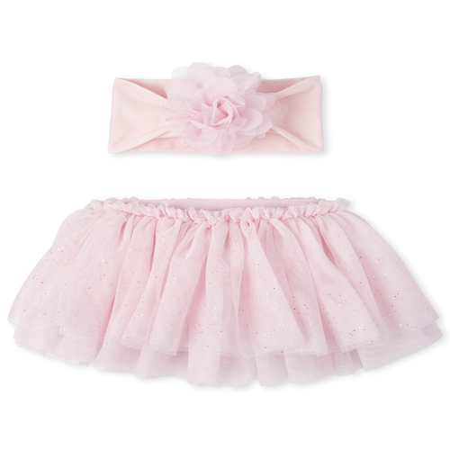 

Newborn Baby Flower Headwrap And Tutu Skirt Set - Pink - The Children's Place