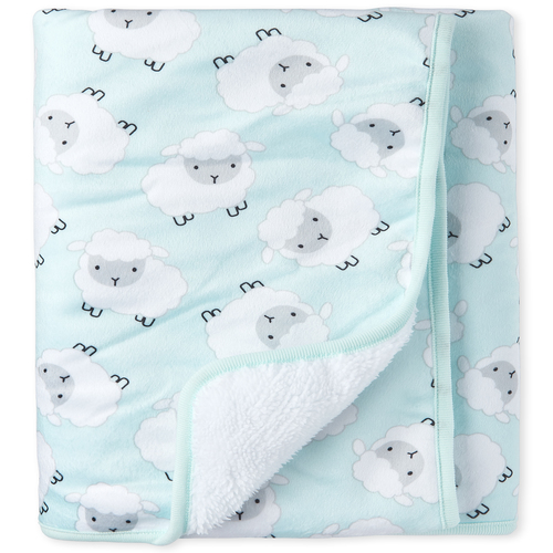 

Newborn Unisex Baby Sheep Cozy Blanket - Green - The Children's Place