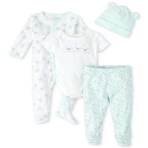 

Newborn Unisex Baby Sheep 4-Piece Take Me Home Set - Green - The Children's Place
