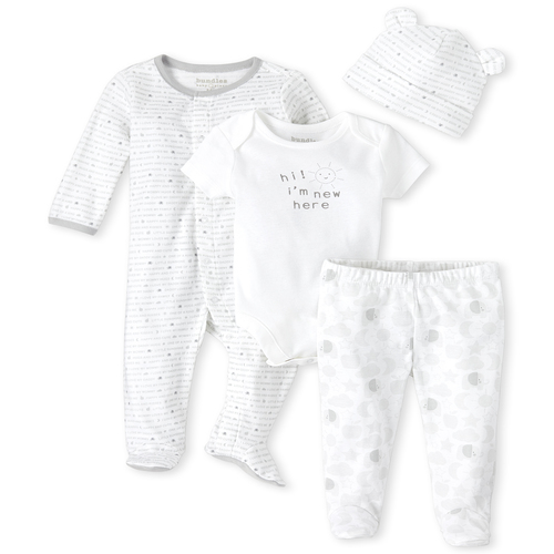 

Newborn Unisex Baby Moon And Stars 4-Piece Take Me Home Set - Gray - The Children's Place