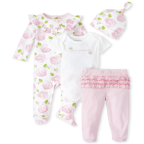 

Newborn Baby Rose 4-Piece Take Me Home Set - White - The Children's Place