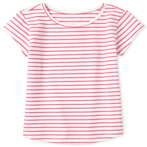

Girls Striped Basic Layering Tee - Pink T-Shirt - The Children's Place