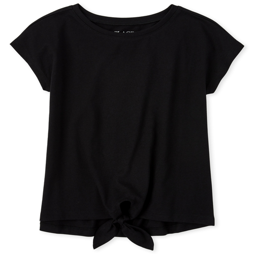 

Girls Tie Front Top - Black - The Children's Place