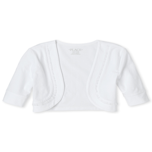 

Girls Matching Ruffle Shrug - White - The Children's Place