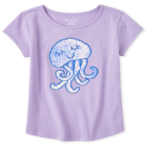 

Girls Flip Sequin Curved Hem Top - Purple - The Children's Place