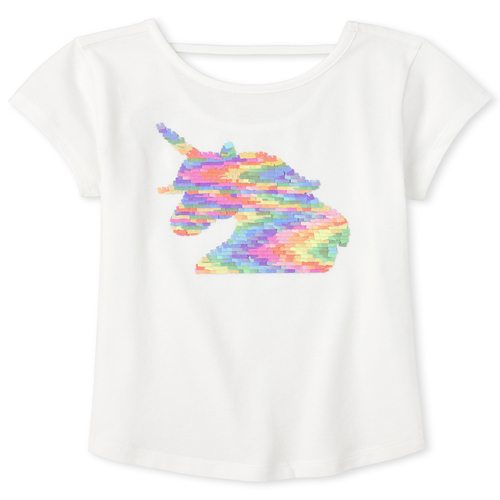 

Girls Flip Sequin Cut Out Top - White - The Children's Place