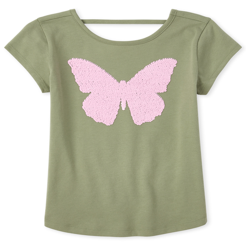 

Girls Flip Sequin Cut Out Top - Green - The Children's Place